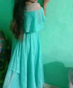 Aqua Blue Off-Shoulder Formal Dress