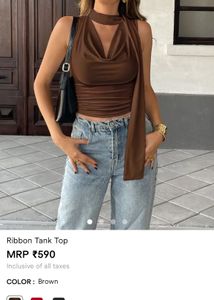 Brown Ribbon Tank Top