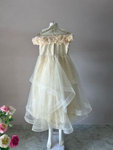 Girls Champagne gold Layered Tulle Gown