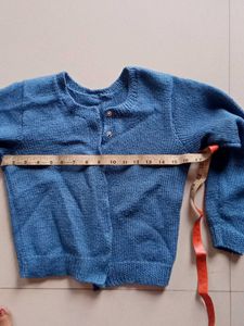 Blue Textured Cropped Sweater