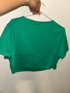 Green Cut Out Crop Top