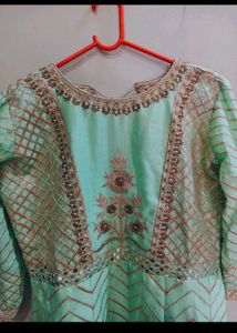 Embroidered Mint Green Kurta