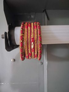 Red and Gold crystal  Bangles