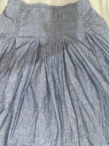 Korean Denim Midi Skirt with Pockets