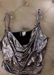Metallic Cowl Neck Cami Top