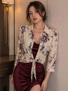 Floral Tie-Front Button-Up Shirt