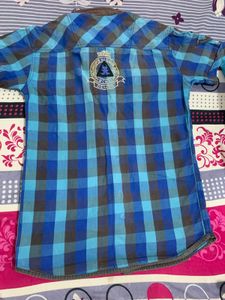 Blue Plaid Button-Up Shirt