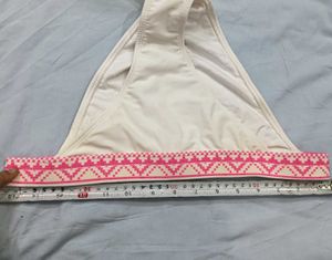 White Bikini😍 Bottom with Pink Trim