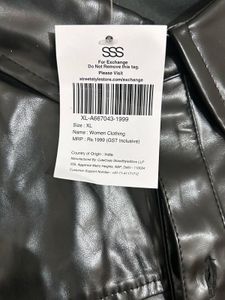Black Faux Leather Belted Shirt Jacket