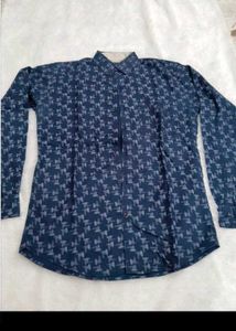 Men's Navy Blue Printed Casual Shirt