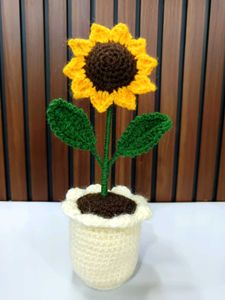 Handmade Crocheted Sunflower Pot