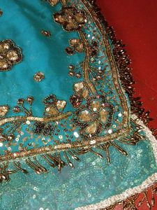 Stunning Teal dupatta with Intricate Embellishment