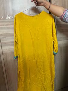 Yellow Embroidered Kurta
