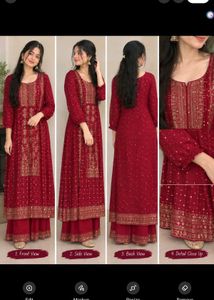 Elegant Rose Pink Kurta Set with Gold Print
