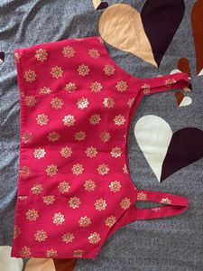 Vibrant Pink Blouse with Gold Print