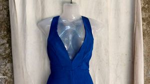 Elegant Royal Blue Plunge Neck Gown