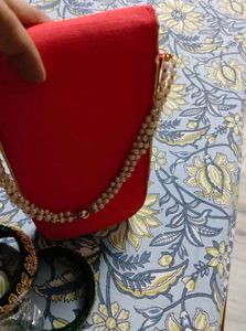 Embellished Red Clutch Bag mobile cover