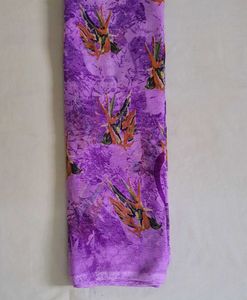Purple Floral Print Saree