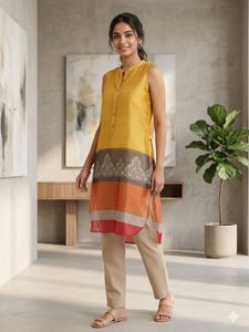 Elegant Yellow Sleeveless Kurta