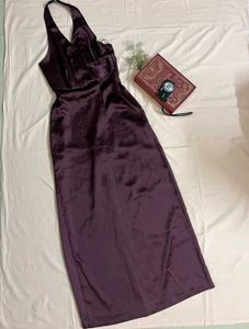 Elegant Satin Halter Neck Maxi Dress