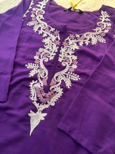Elegant Purple Embroidered Kurta Set