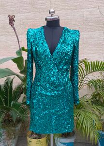 Stunning Emerald Sequin Wrap Dress