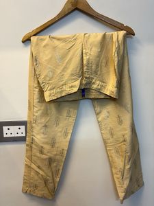 Cream Palazzos with Gold Print