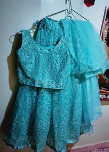 🩵 Grand Blue Netted Lehenga Choli Set