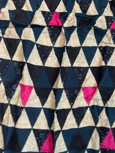 Vibrant Pink Kurta Set with Geometric Print Skirt