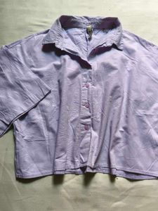 Lavender Cropped Button-Up Shirt