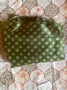 Olive Green Saree with Geometric Print