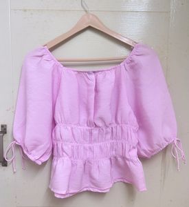 Tokyo Talkies Pink Square Neck Top