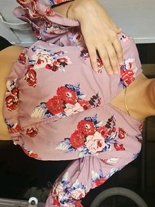 Floral Print Blouse with Ruffle Sleeves