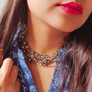 Flower Design Floral Diamond Neckpiece