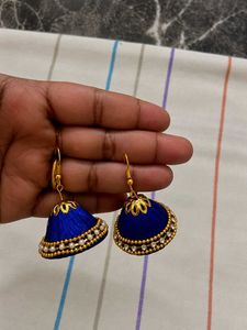 Blue Silk Thread Bangles &amp; Jhumka Earrings