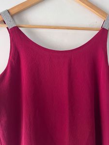 New Burgundy Tank Top with Embellished Straps