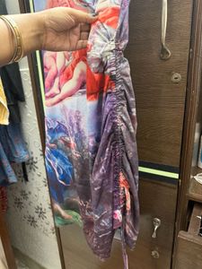 Artistic Renaissance Print Ruched Dress