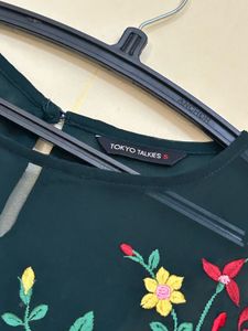 Sheer Embroidered Floral Crop Top