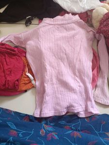 Pink Ribbed Turtleneck Top