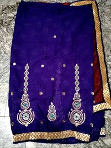 Beautiful Purple Embroidered Saree