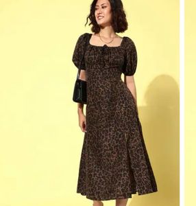 Women Leopard Print A- line dress