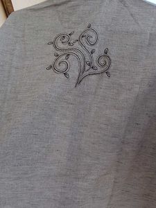 Stylish Men's Grey Embroidered Shirt
