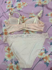 Peach Lace Bra &amp; Panty Set