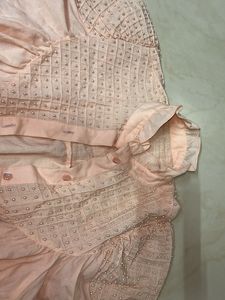 Elegant Pink Smocked Blouse