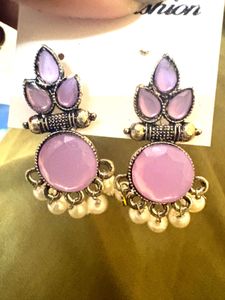Elegant Lavender &amp; Pearl Drop Earrings