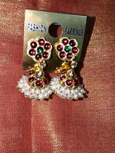 Stunning Jhumka Earrings with Pearls