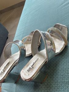 Sparkling Silver Block Heels