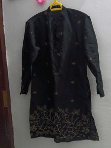 Elegant Black Embroidered Kurta&pant