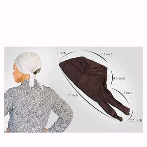 Women's Cotton Solid Underscarf Black Cap Hijab 3