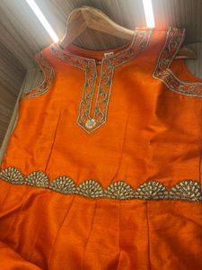 Vibrant Orange Embroidered Anarkali Gown